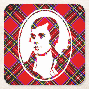 Porta-copo De Papel Quadrado Barbie Robbie Burns da Escócia de Tartan