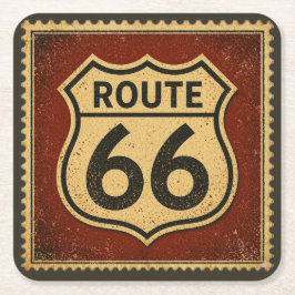 Porta-copo De Papel Quadrado Barca de Cartão de Ruta 66 com Selo Vintage Americ