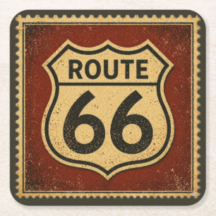 Porta-copo De Papel Quadrado Barca de Cartão de Ruta 66 com Selo Vintage Americ