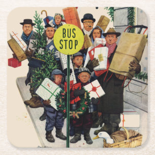 Porta-copo De Papel Quadrado Barramento para o Natal