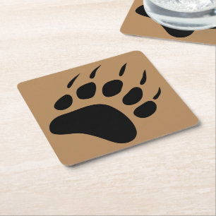 Porta-copo De Papel Quadrado Barras de impressão pretas com urso cinza