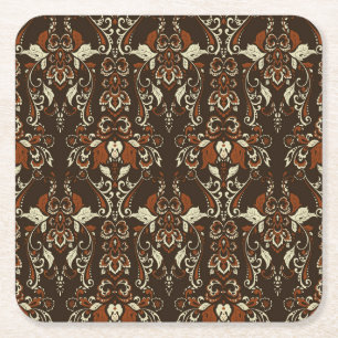 Porta-copo De Papel Quadrado Barroco Floral: Papel de Carteira Clássico Vintage
