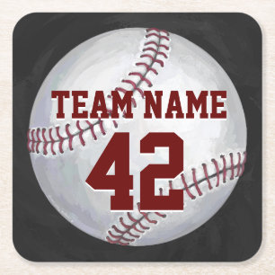 Porta-copo De Papel Quadrado Baseball com nome e número