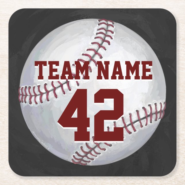 Porta-copo De Papel Quadrado Baseball com nome e número (Frente)