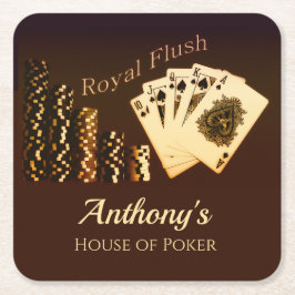 Porta-copo De Papel Quadrado Bases para Bebidas Temáticas de Poker Royal Flush