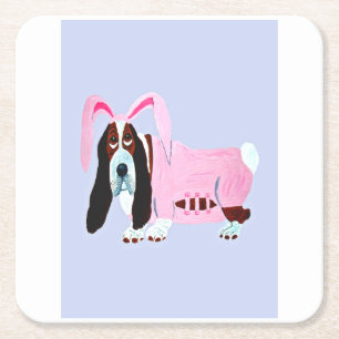 Porta-copo De Papel Quadrado Basset Hound de fato de coelho