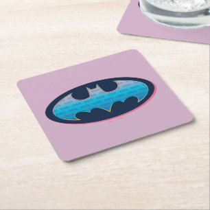 Porta-copo De Papel Quadrado Batman Símbolo rosa e azul