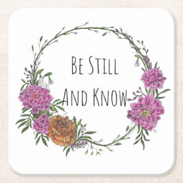 Porta-copo De Papel Quadrado Be Still and Know Plastic Coasters