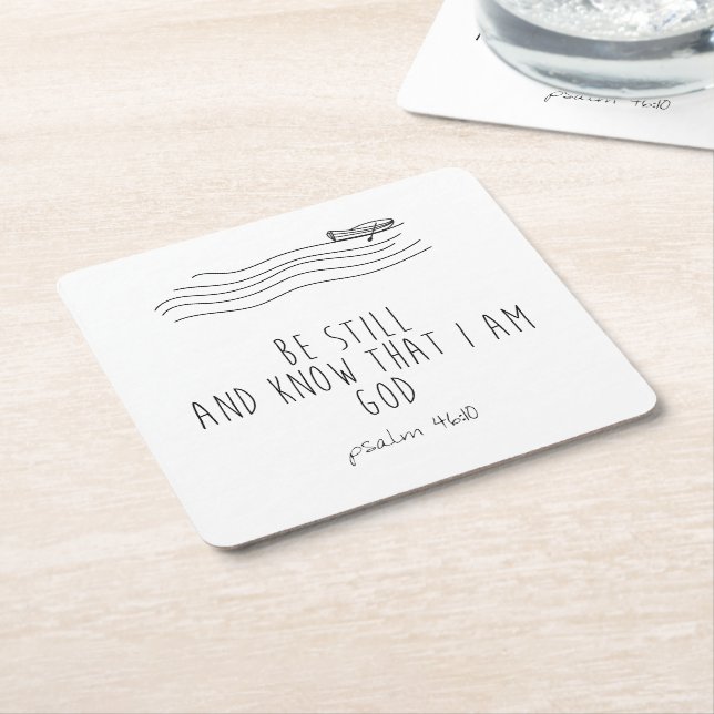 Porta-copo De Papel Quadrado Be still and know that I am God  (Inclinado)