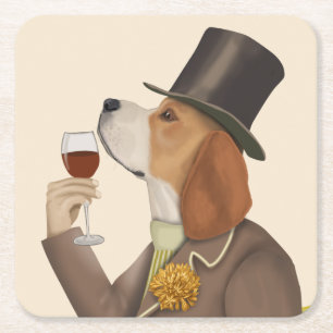Porta-copo De Papel Quadrado Beagle Wine Snob