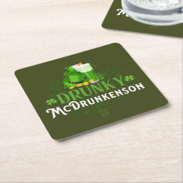 Porta-copo De Papel Quadrado Bêbado McDrunkerson Dia de São Patrício