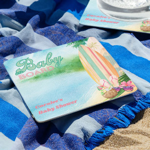 Porta-copo De Papel Quadrado Bebê a Bordo Verão Tropical na Praia