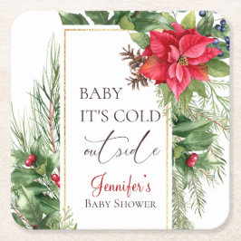 Porta-copo De Papel Quadrado Bebê Está Frio Fora do Chá de fraldas de inverno