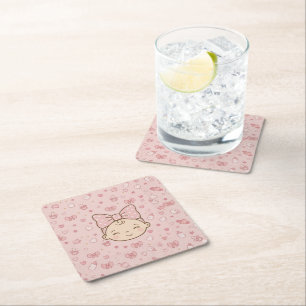 Porta-copo De Papel Quadrado Bebê menina chá de bebê papy coaster