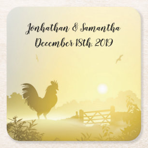 Porta-copo De Papel Quadrado Beber Coasters Sunny Morning Fazenda Country Russ