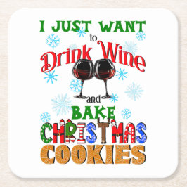 Porta-copo De Papel Quadrado Beber Cookies de Natal de Assar de Vinho, Cookies 