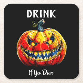 Porta-copo De Papel Quadrado Bebida Negra se ousar sorrir de abóbora no Dia das