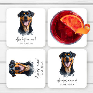 Porta-copo De Papel Quadrado Bebidas Em Mim! Rottweiler Dog Pet Weding