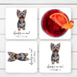 Porta-copo De Papel Quadrado Bebidas Em Mim! Yorkshire Terrier Yorkie Dog Weddi<br><div class="desc">Estas são bebidas em mim! Yorkshire Terrier Yorkie Dog Pet Wedding Paper Porta copos!</div>