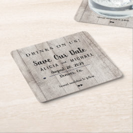 Porta-copo De Papel Quadrado Bebidas em nós simples casamento rústico salvem a 