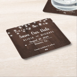 Porta-copo De Papel Quadrado Bebidas em nós simples casamento rústico salvem a 
