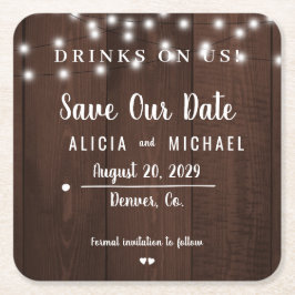 Porta-copo De Papel Quadrado Bebidas em nós simples casamento rústico salvem a 