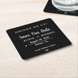 Porta-copo De Papel Quadrado Bebidas em nós simples script casamento salvar a d