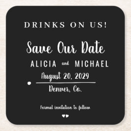 Porta-copo De Papel Quadrado Bebidas em nós simples script casamento salvar a d