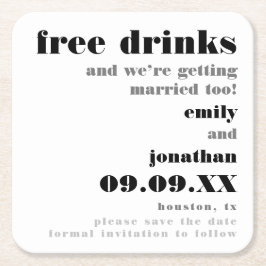 Porta-copo De Papel Quadrado Bebidas Grátis Divertidas Casando-Se Para Salvar A