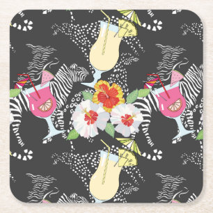 Porta-copo De Papel Quadrado Bebidas Tropicais Com Animais