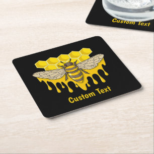 Porta-copo De Papel Quadrado Bee Hive Honey