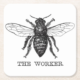 Porta-copo De Papel Quadrado Bee Worker Honey Black Bumblebee
