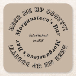 Porta-copo De Papel Quadrado Beer Me Up Scotty! Nome da Caverna do Bar ou Homem