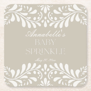 Porta-copo De Papel Quadrado Beige Talavera Azulejo Espanhol Fiesta Baby Sprink