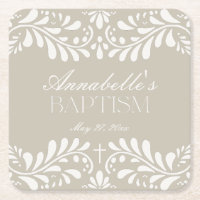 Beige Talavera Azulejo Espanhol Fiesta Baptism