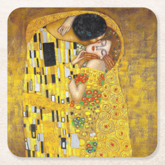 Porta-copo De Papel Quadrado Beijo - Gustav Klimt