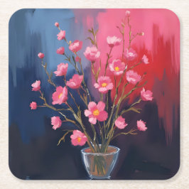 Porta-copo De Papel Quadrado Belas Flores Em Um Vaso