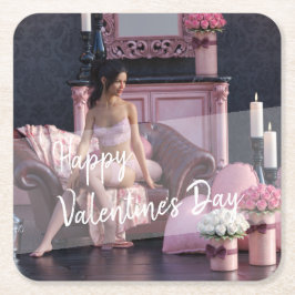 Porta-copo De Papel Quadrado Beleza do dia de os namorados na Lingerie do sofá
