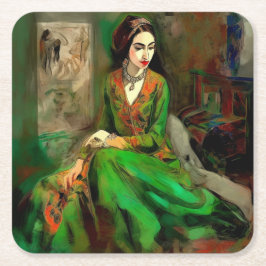 Porta-copo De Papel Quadrado Beleza em Verde