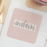 Porta-copo De Papel Quadrado Beleza Rosa Moderna Pastel Personalizada Seu Nome<br><div class="desc">Beleza Rosa Moderna Pastel Personalizada Seu Nome</div>