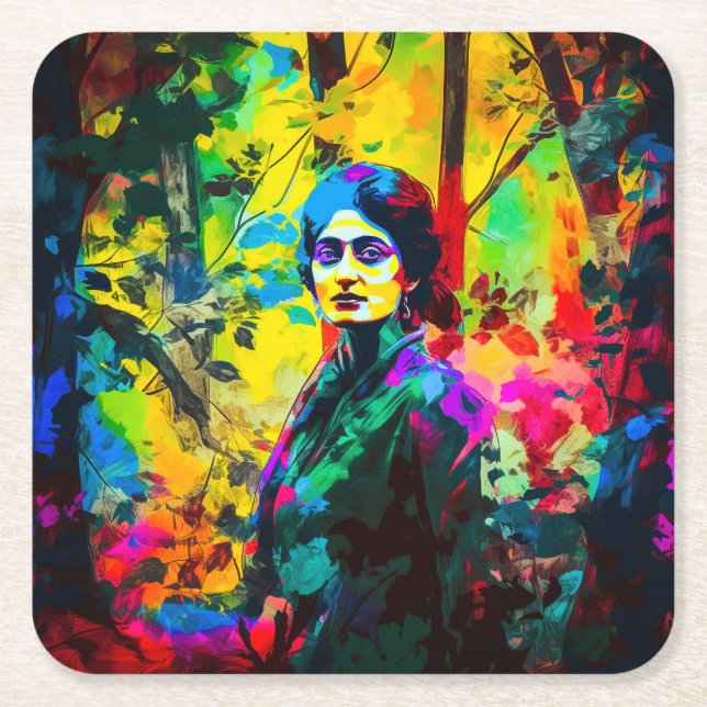 Porta-copo De Papel Quadrado Beleza vibrante (Frente)