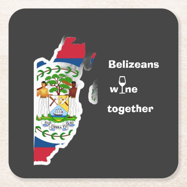 Porta-copo De Papel Quadrado Belizeans Wine Together Shirt (Frente)