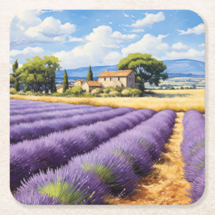 Porta-copo De Papel Quadrado Belo campo de lavanda em Provença, França