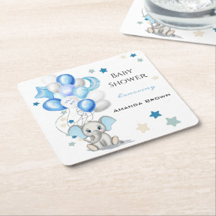 Porta-copo De Papel Quadrado Belo Elefante de Bebê com Chá de fraldas de Rapa