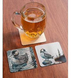 Porta-copo De Papel Quadrado belo leão sobre a água em aquarela