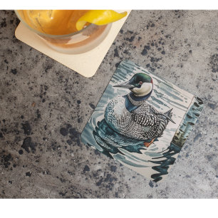 Porta-copo De Papel Quadrado belo leão sobre a água em aquarela