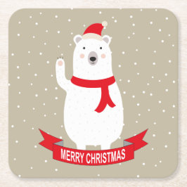Porta-copo De Papel Quadrado Belo Urso Polar de Natal
