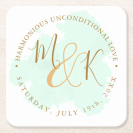 Porta-copo De Papel Quadrado Belo Verde limão Elegante Boho Casamento