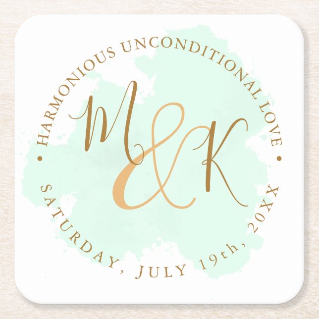 Porta-copo De Papel Quadrado Belo Verde limão Elegante Boho Casamento (Frente)