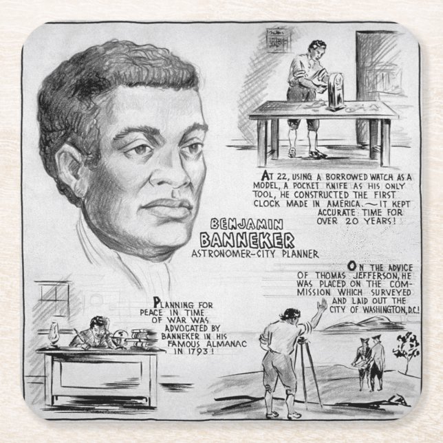 Porta-copo De Papel Quadrado Benjamin Banneker: Cientista Negro e Revolucionári (Frente)